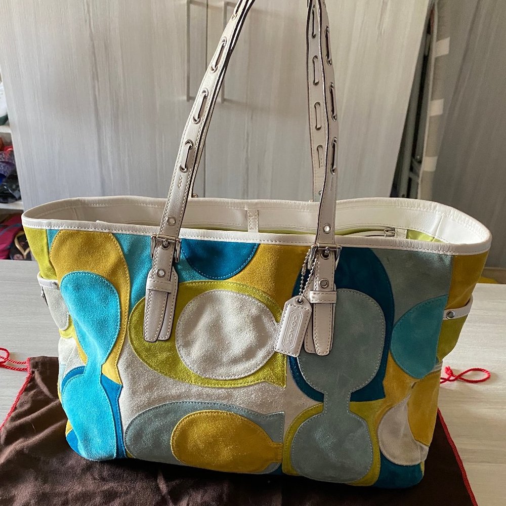 Coach Optic C Patchwork Suede Tote - image 1